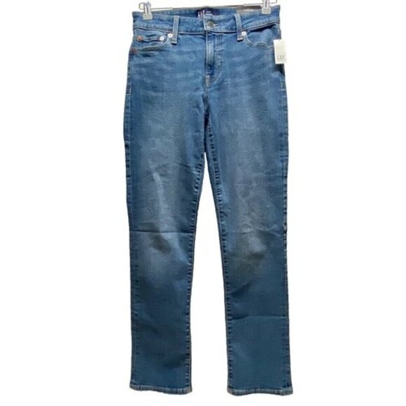 Gap Denim Jeans Women's 27/4 Classic Straight Medium Wash Stretch Mid Rise NWT - Picture 1 of 15